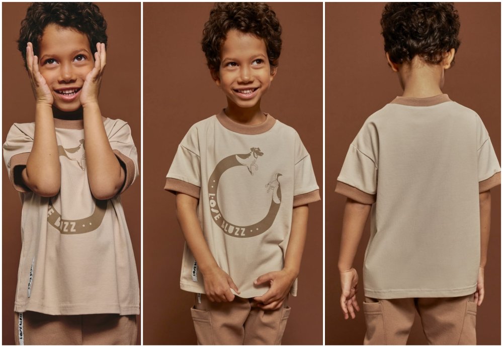 T-shirt dzianinowy / beżowy LOOSE BLUZZ