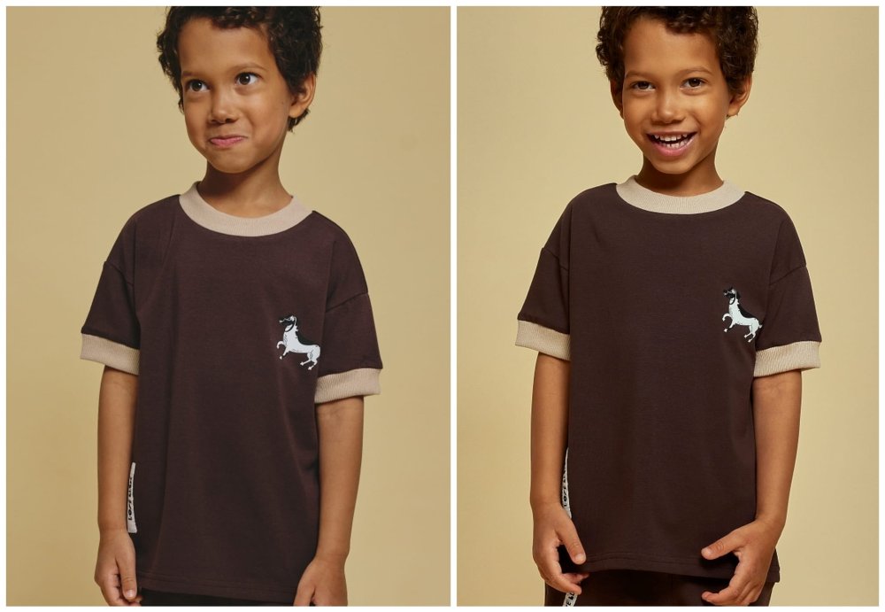 T-shirt dzianinowy  MAURYCY / brązowy LOOSE BLUZZ  