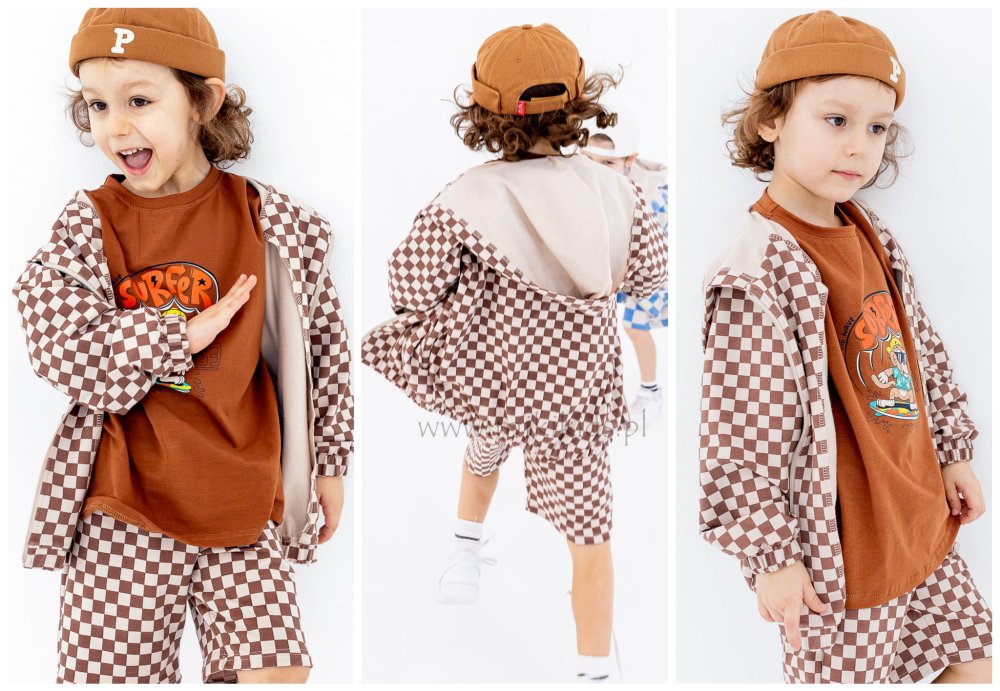 Bluza rozpinana w kratę / brązowa FUN KIDS 