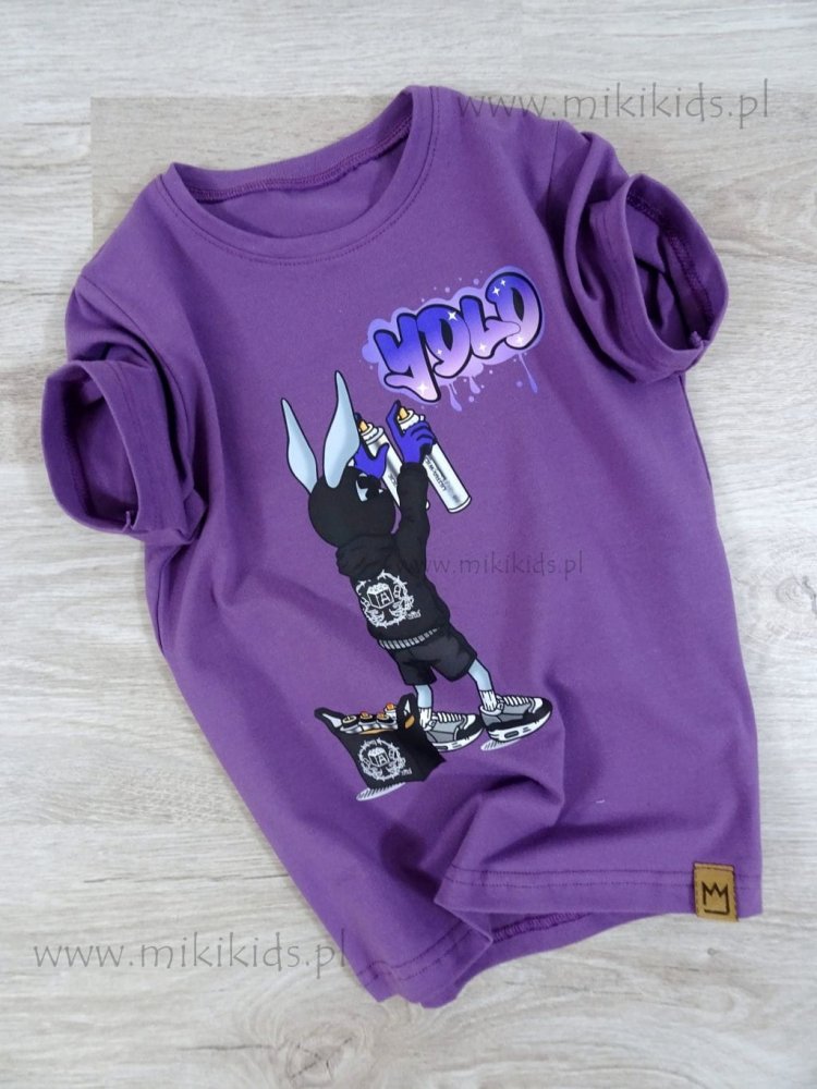 T-shirt bawełniany YOLO / purple MIMI 