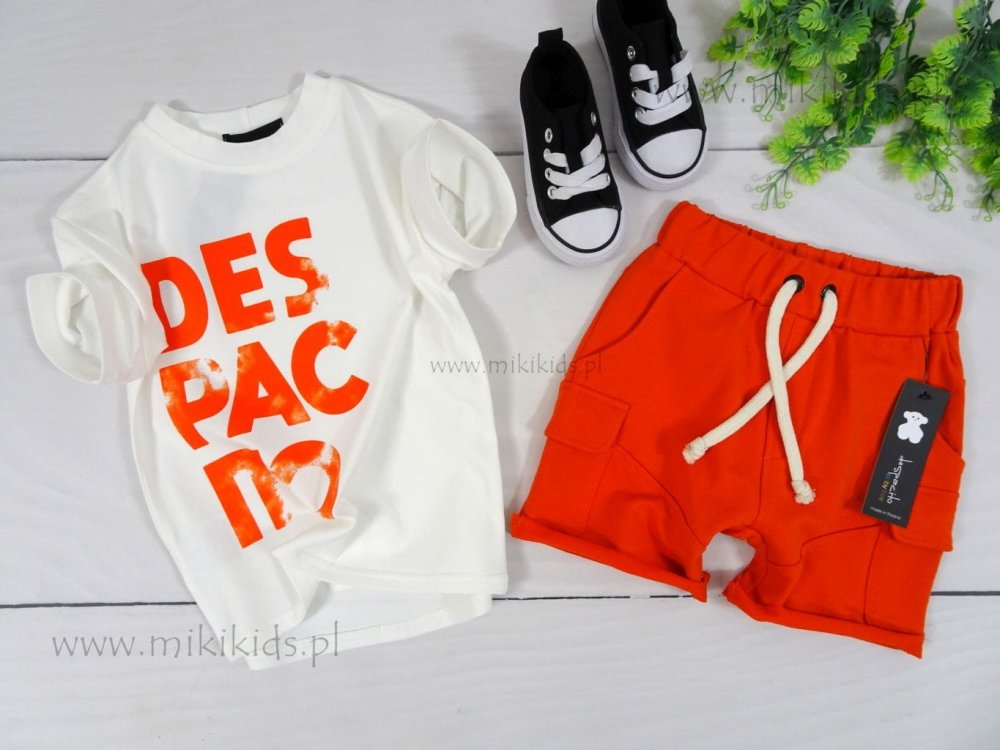 T-shirt bawełniany DESPACITO / biały z pomarańczem