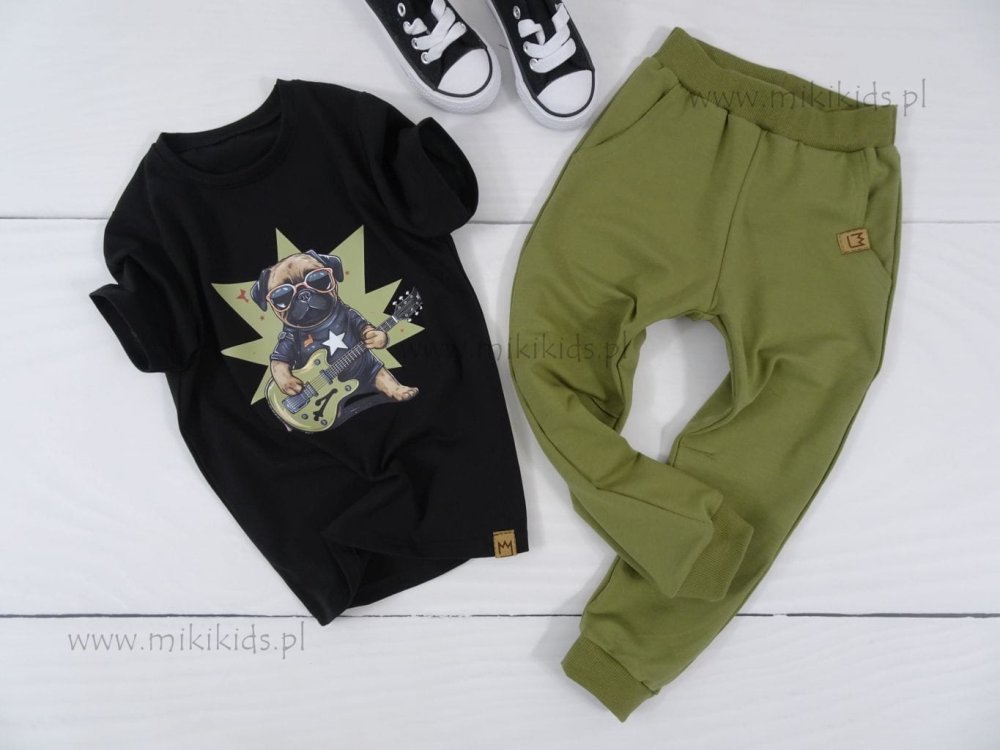 T-shirt TEDDY ROCKSTAR / black-olive MIMI    