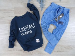 Longsleeve slim CHŁOPAKI RZĄDZĄ / navy blueFUN KIDS 