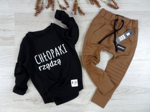 Longsleeve slim CHŁOPAKI RZĄDZĄ /  black FUN KIDS  
