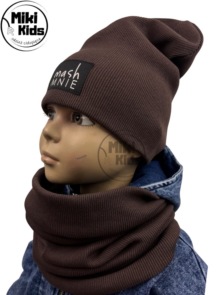 Komplet czapka z kominem / czekoladowy  MASHMNIE  