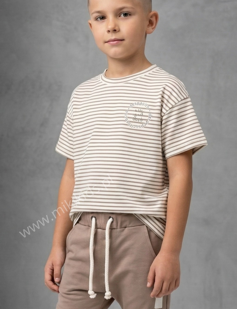 T-shirt bawełniany STRIPES / beżowy DESPACITO