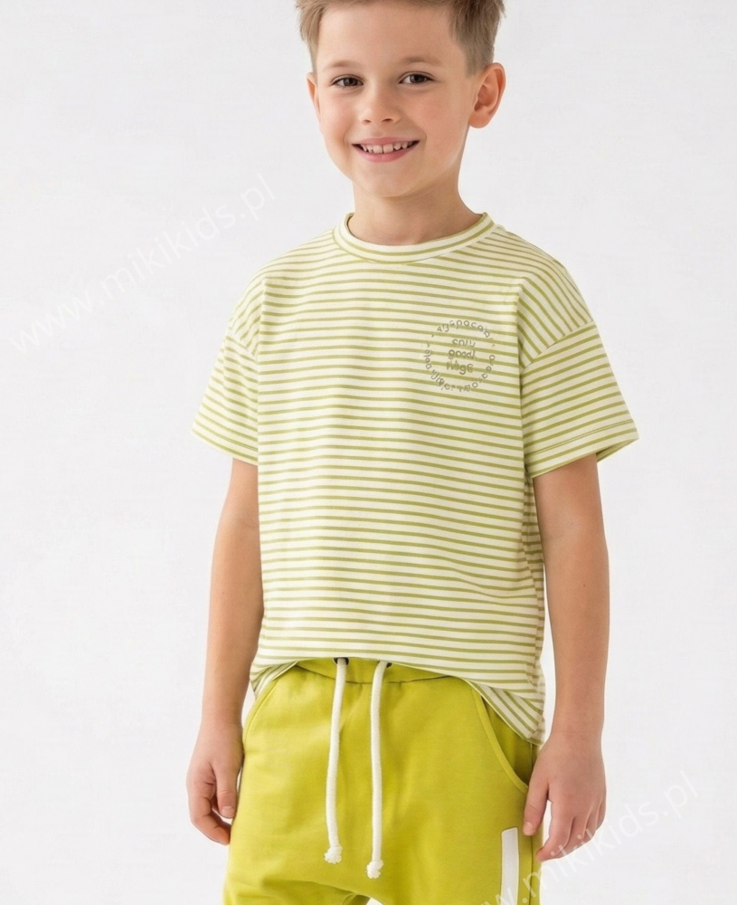 T-shirt bawełniany STRIPES / limonka DESPACITO  