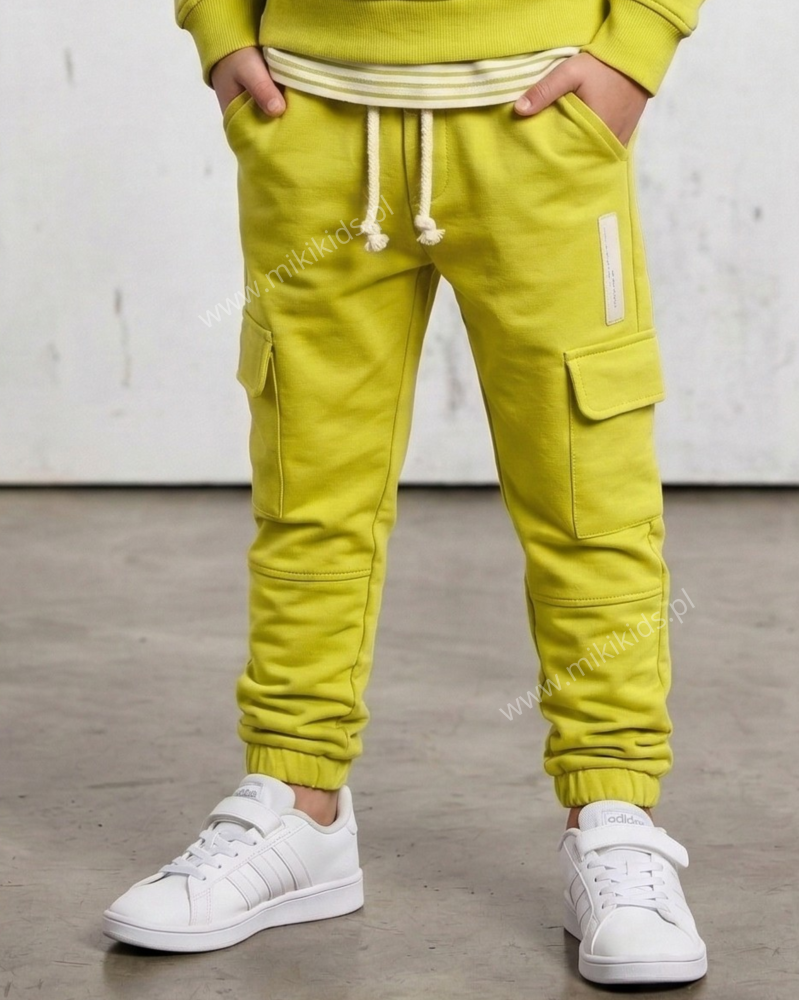 Spodnie bawełniane JOGGER kieszonki / limonka DESPACITO  