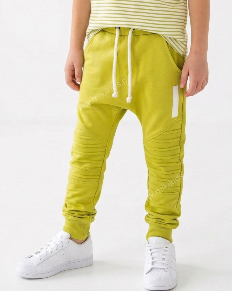 Spodnie bawełniane BASIC przeszycia / limonka DESPACITO