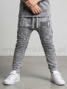 Spodnie dekatyzowane slim  zakładki / szare DESPACITO 