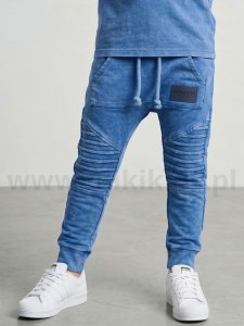 Spodnie dekatyzowane slim  zakładki / niebieskie DESPACITO   