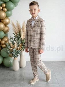Garnitur dwuczęściowy / beżowy w kratę