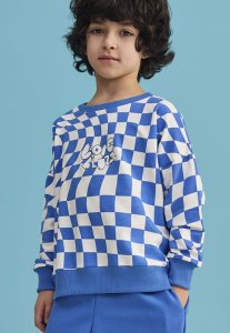 Bluza dzianinowa SZACHOWNICA / niebieska LOOSE BLUZZ 