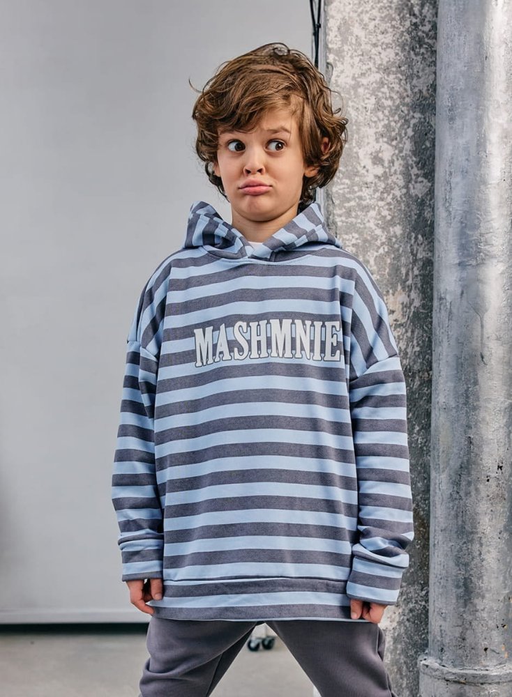 Bluza z kapturem / niebieska w paski MASHMNIE 