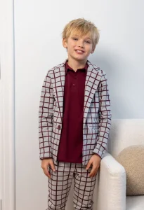 Marynarka dzianinowa / bordowa krata ALL FOR KIDS  