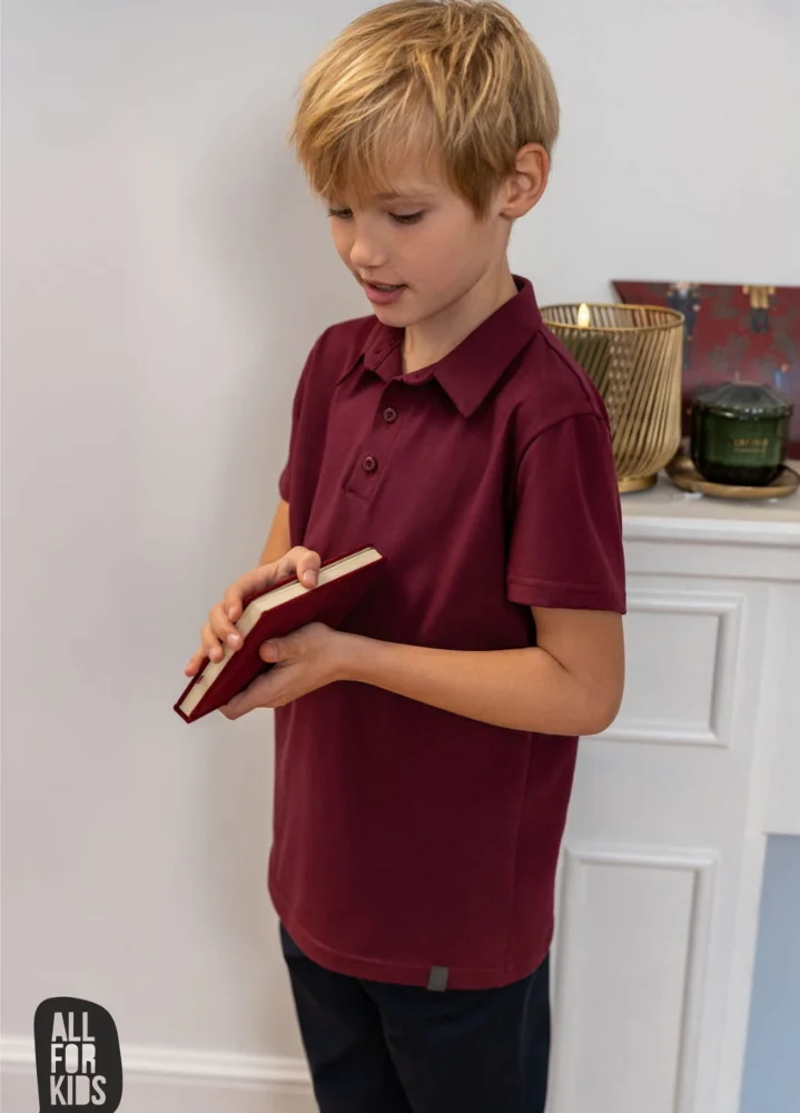 Koszulka polo dzianinowa  / bordowa ALL FOR KIDS 