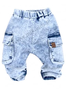 Bojówki 3/4 dekatyzowane a`la jeans / light blue MIMI   