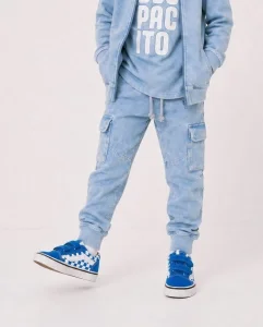 Spodnie dekatyzowane cargo LIMITED / sky blue DESPACITO