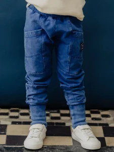 Spodnie joggery dekatyzowane KIESZENIE / blue NUNU 