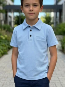 Koszulka polo kołnierzyk LACOSTE / błękitna My Mimi
