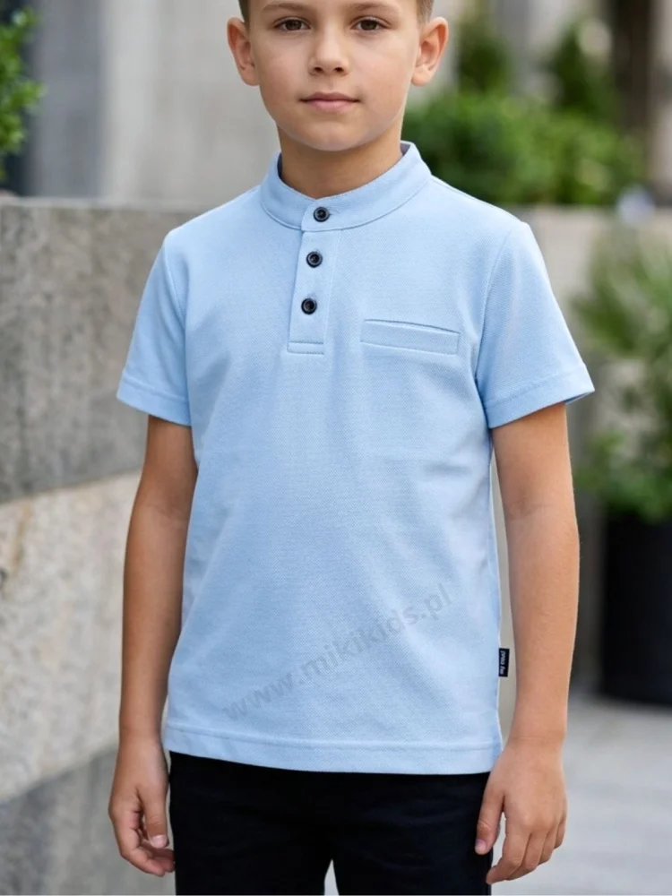 Koszulka polo stójka LACOSTE / błękitna My Mimi  