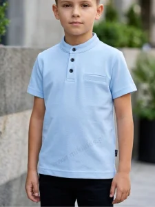 Koszulka polo stójka LACOSTE / błękitna My Mimi  