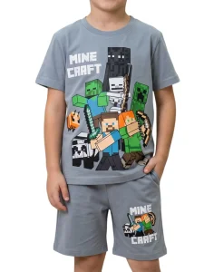 Komplet dwuczęściowy MINECRAFT / szaro-niebieski