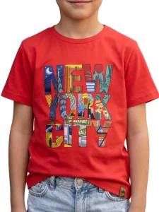 T-shirt dzianinowy NEW YORK / red MIMI  