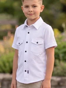 Koszula dzianinowa lacoste z kołnierzykiem / biała MY MIMI 