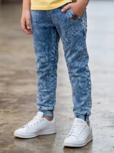 Spodnie joggery slim jeans ACID LIGHT BLUE / MIMI 