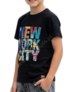 T-shirt dzianinowy NEW YORK / black MIMI   