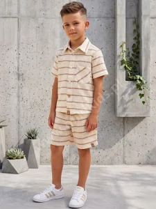 Komplet bawełniany STRIPES / beige MIMI  