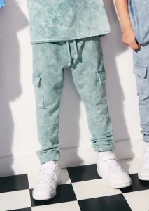Spodnie dekatyzowane JOGGERY off white / zielone DESPACITO