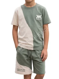Komplet dwuczęściowy KOCAK / khaki-śmietanka