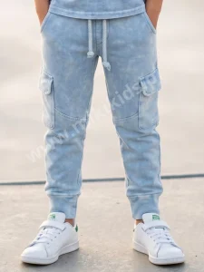 Spodnie dekatyzowane cargo LIMITED / sky blue DESPACITO