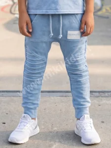 Spodnie dekatyzowane slim zakładki LIMITED / sky blue DESPACITO    