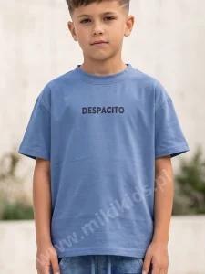 T-shirt bawełniany DESPACITO basic / niebieski jeansowy