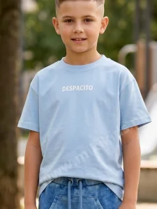 T-shirt bawełniany DESPACITO basic / błękitny