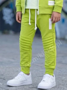 Spodnie z przeszyciami BIKER / limonka DESPACITO 