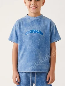 T-shirt dekatyzowany off white / niebieski DESPACITO