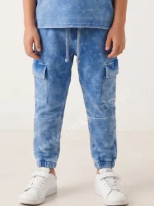 Spodnie dekatyzowane JOGGERY off white / niebieskie DESPACITO 