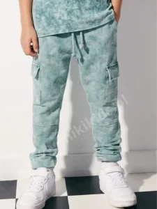 Spodnie dekatyzowane JOGGERY off white / zielone DESPACITO
