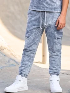 Spodnie dekatyzowane JOGGERY off white / szare DESPACITO