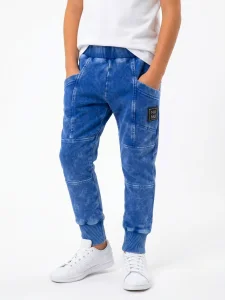 Spodnie joggery dekatyzowane KIESZENIE / blue NUNU 