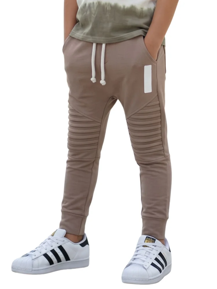 Spodnie bawełniane zakładki / beż DESPACITO  