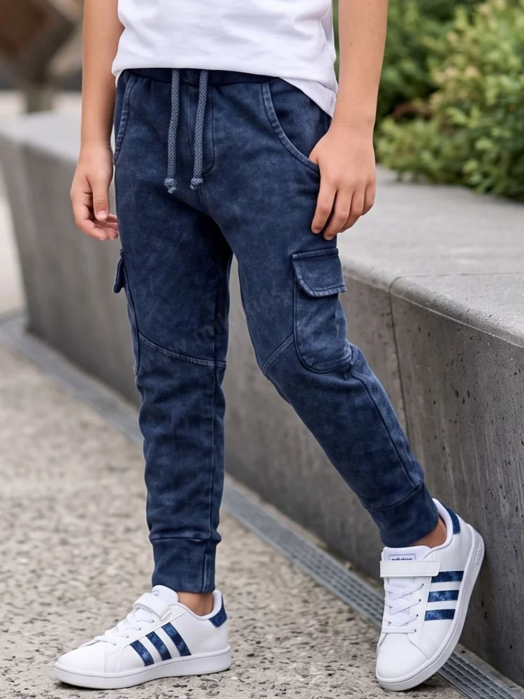 Spodnie dekatyzowane cargo / navy blue DESPACITO 