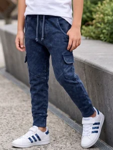 Spodnie dekatyzowane cargo / navy blue DESPACITO 