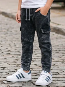 Spodnie dekatyzowane cargo / acid black DESPACITO 