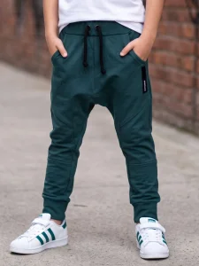 Spodnie slim ze wstawkami / butelkowa zieleń DESPACITO 