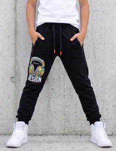 Spodnie dresowe joggery HEADPHONES / black F26